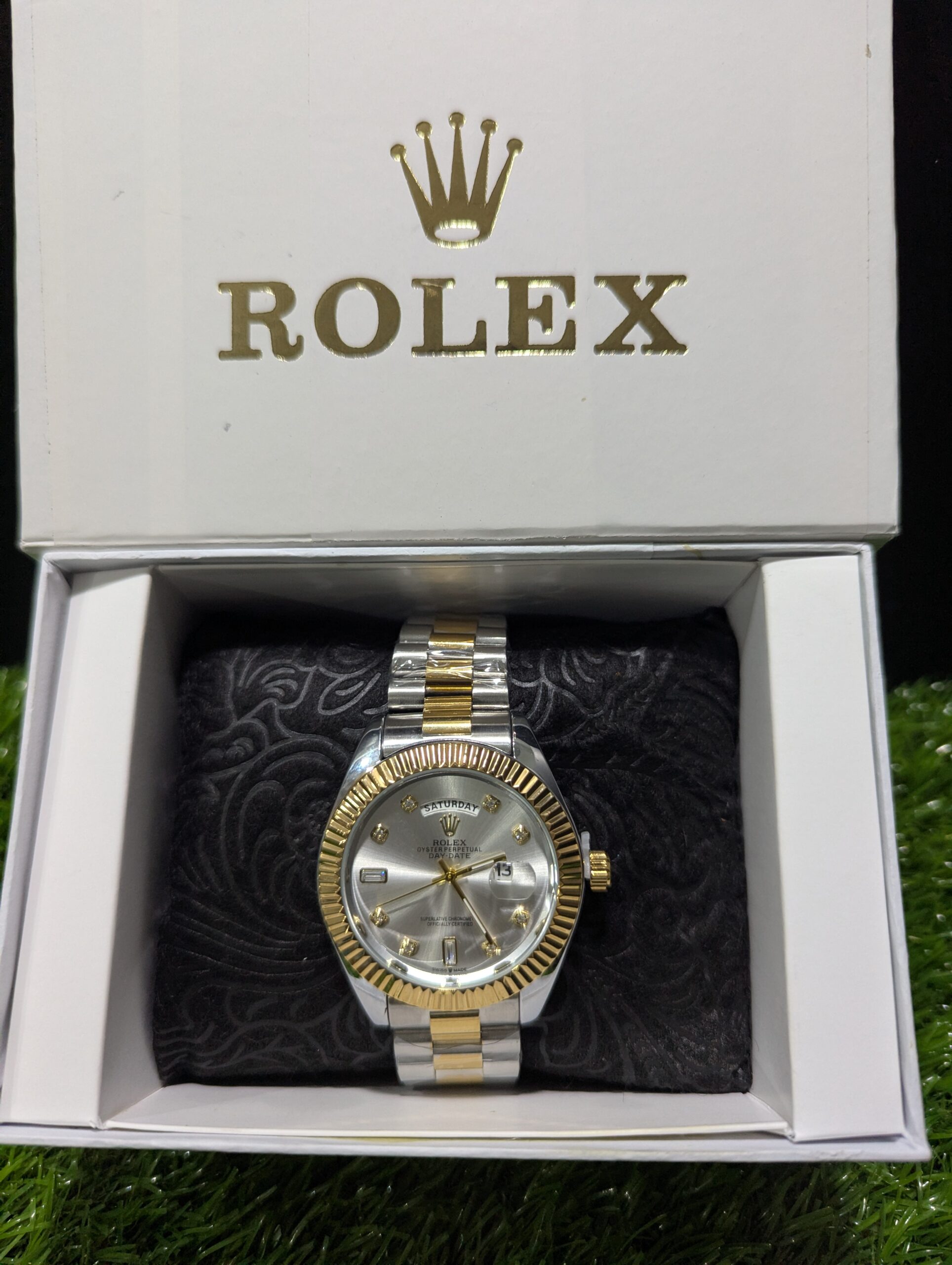 Rolex Luxury Watch Oyster Perpetual Day-Date Two-Tone (Silver Dial, Gold & Stainless Steel) - Image 6