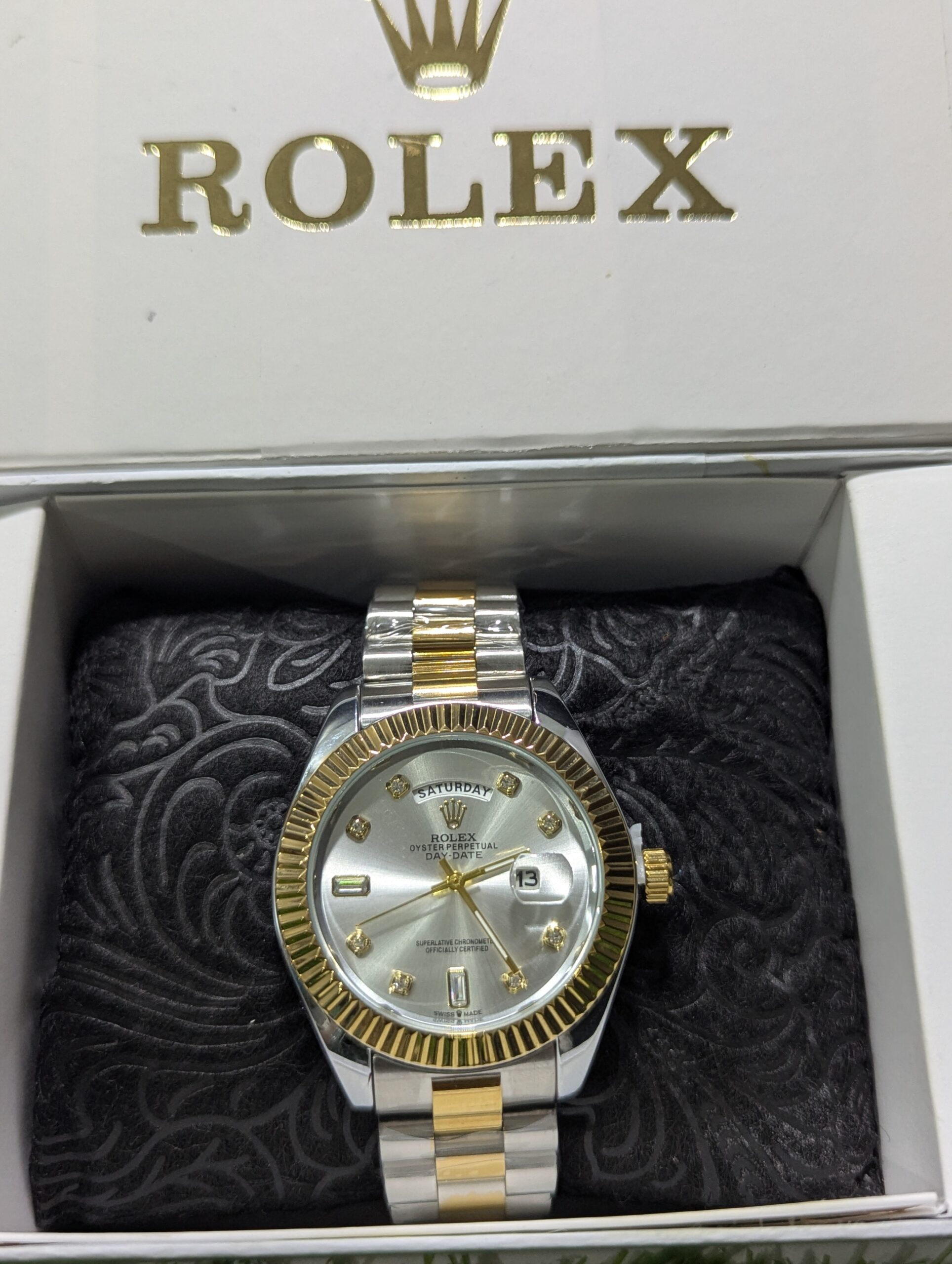 Rolex Luxury Watch Oyster Perpetual Day-Date Two-Tone (Silver Dial, Gold & Stainless Steel) - Image 5