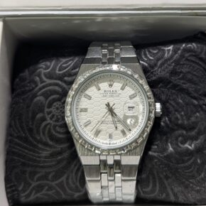 ROLEX Oyster Perpetual Land-Dweller Diamond Bezel – Stainless Steel Luxury Watch (White Dial)