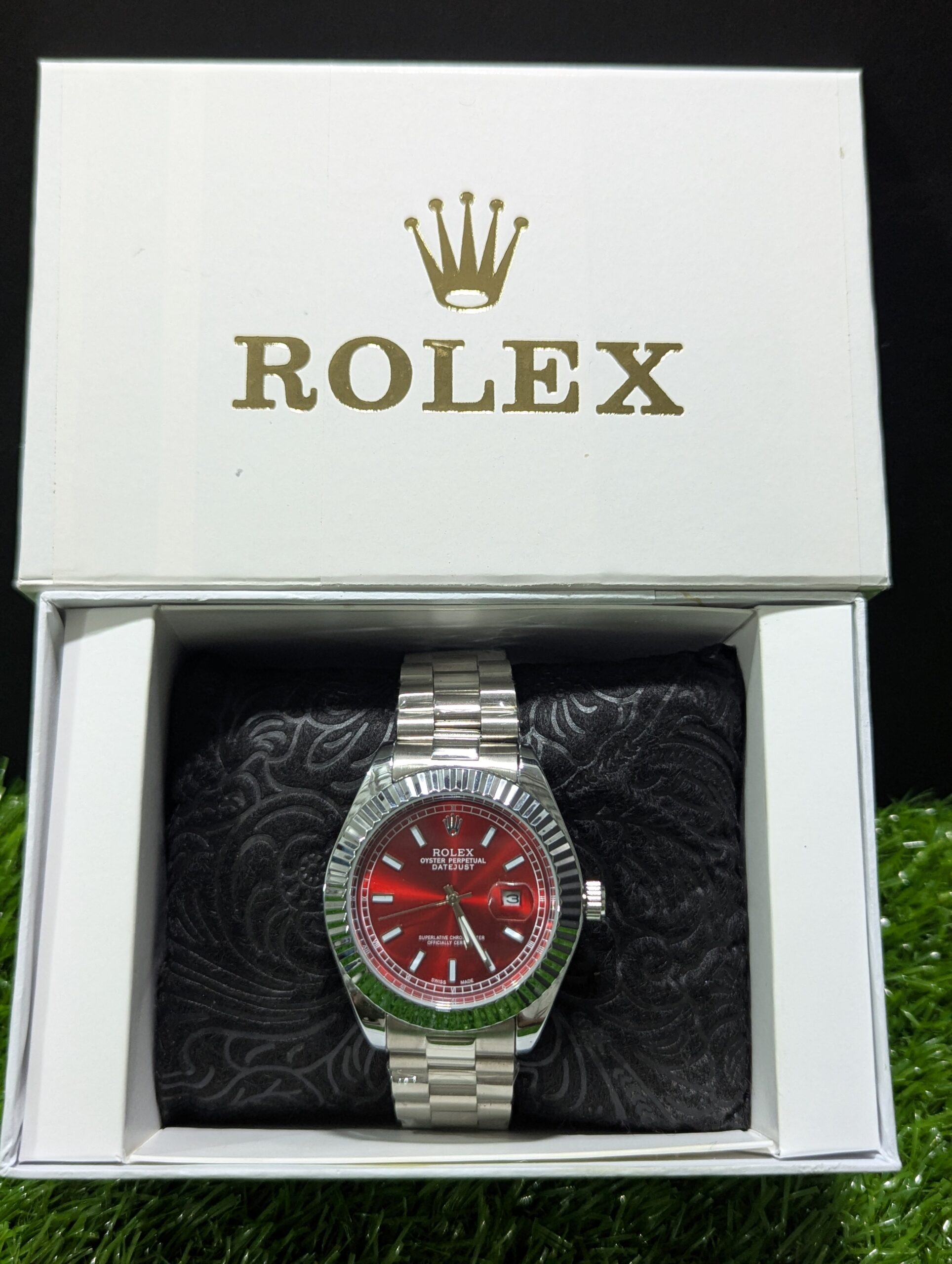 ROLEX Watch Red Sunburst Dial With Oyster Perpetual Datejust & Stainless Steel - Image 7