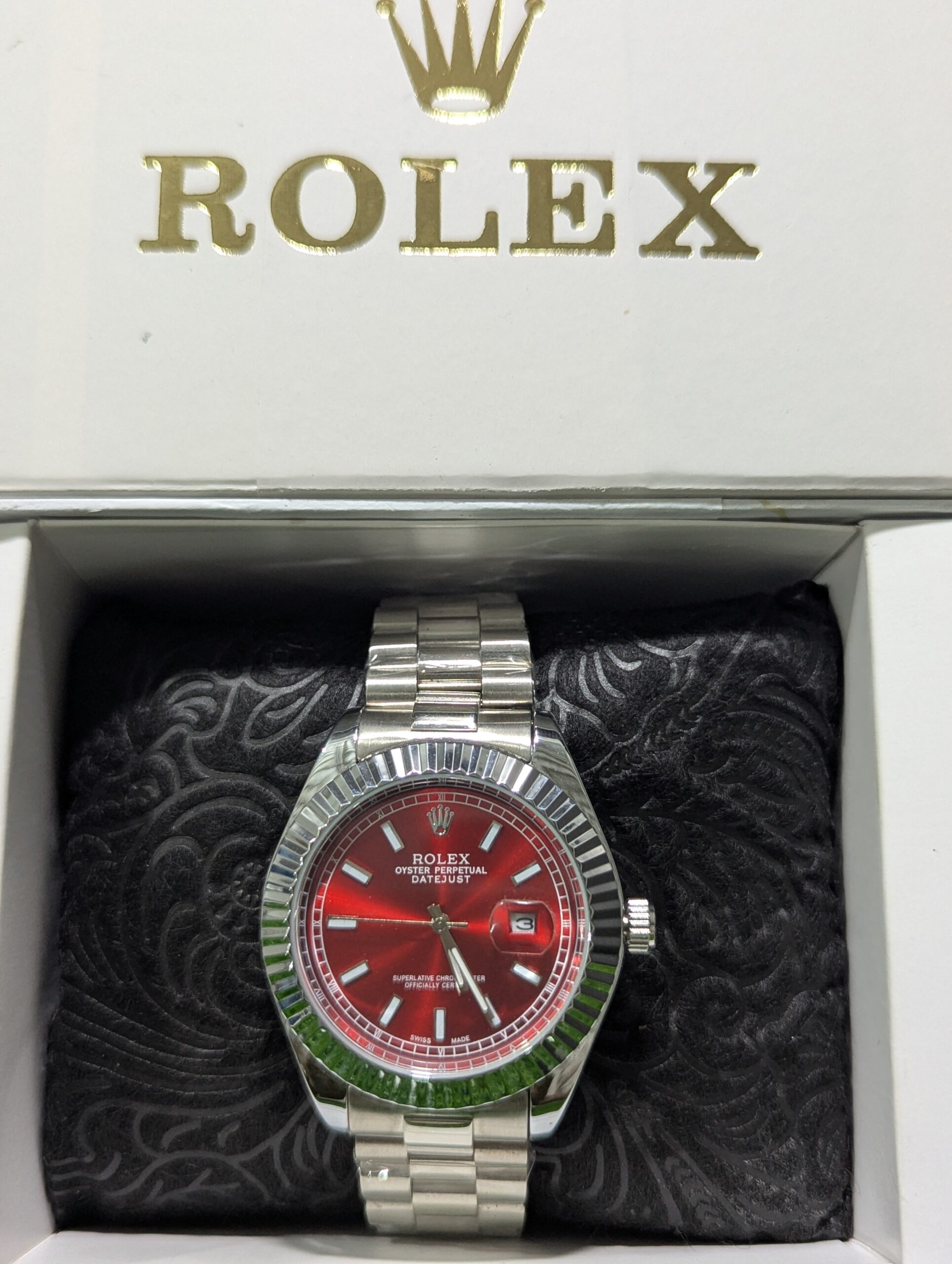 ROLEX Watch Red Sunburst Dial With Oyster Perpetual Datejust & Stainless Steel - Image 8