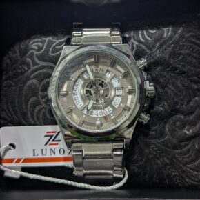 LUNOZ - Premium Skeleton Dial Men's Watch – Stainless Steel Luxury Analog Wrist Watch with Date Display