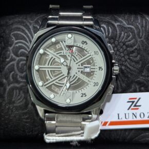 LUNOZ – Luxury Silver+White Dial Quartz Wrist Watch | Premium Stainless Steel Men's Watch