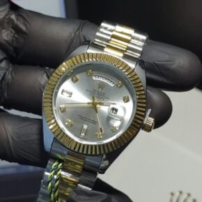 Rolex Luxury Watch Oyster Perpetual Day-Date Two-Tone (Silver Dial, Gold & Stainless Steel)